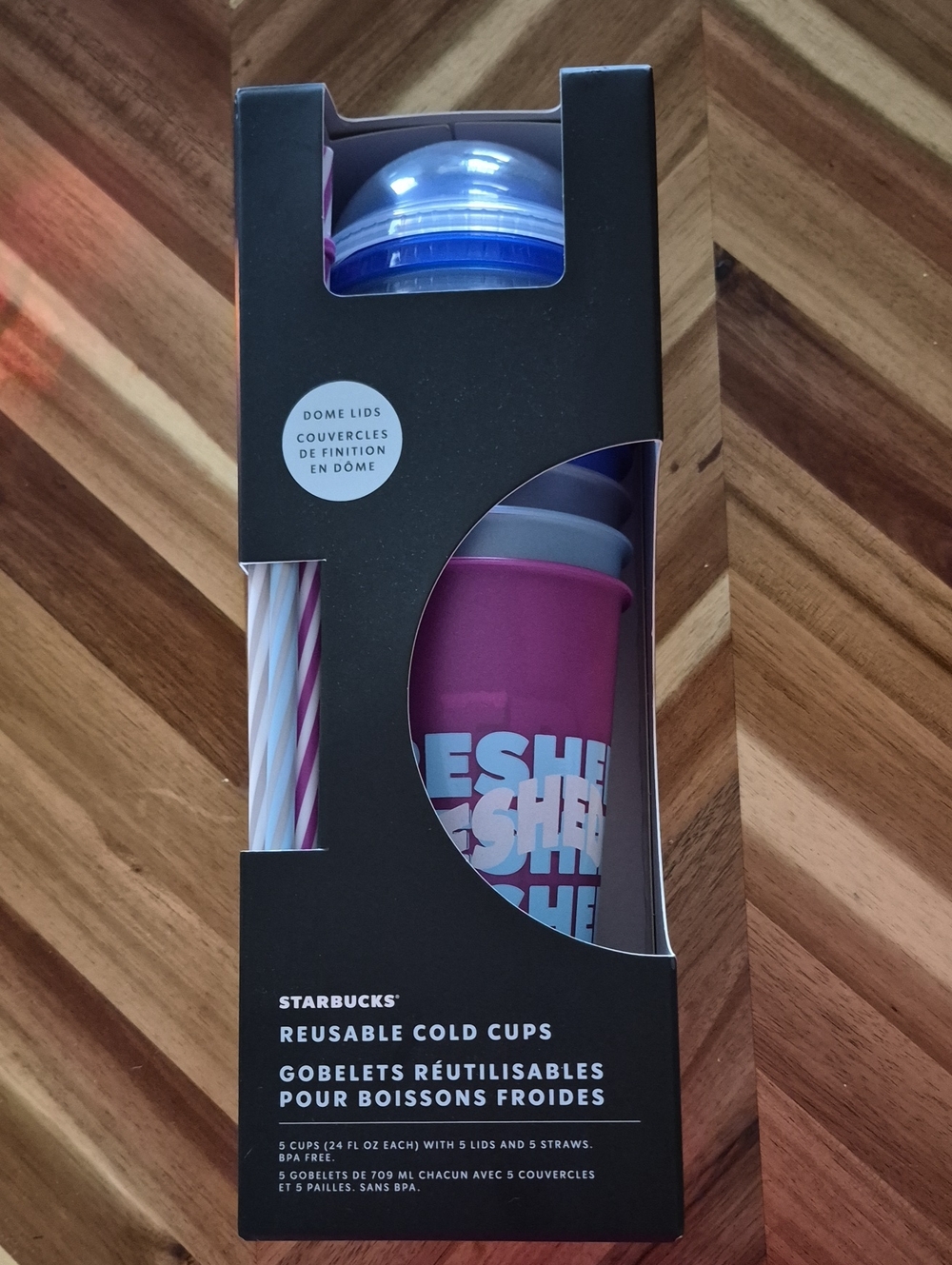 Starbucks Reusable Cold Cups Set - Pink & Blue with Straws